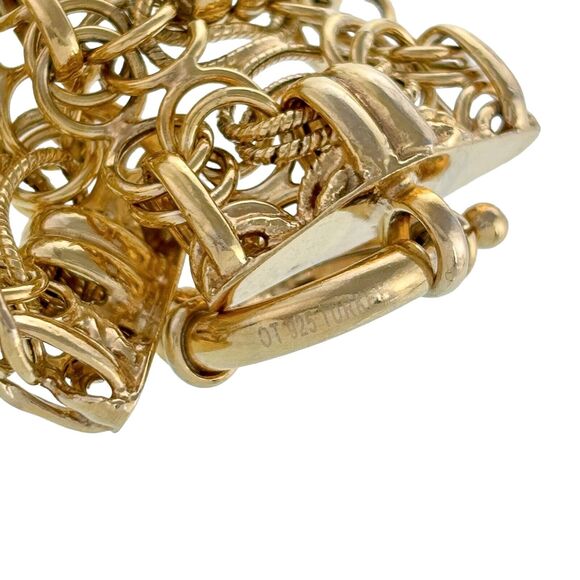 Vintage OT Turkey Sterling Silver Gold Plated Circle Cluster Chain Bracelet 7.5" - Picture 3 of 6